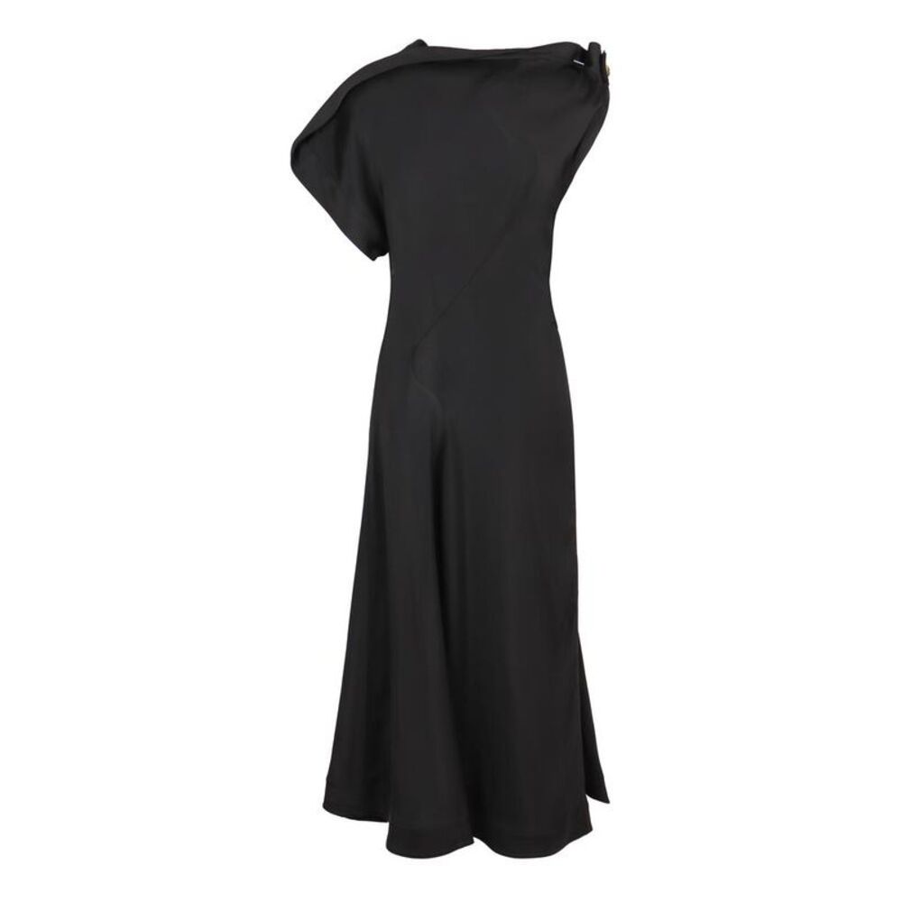 BOTTEGA VENETA Asymmetric Midi Dress Women BLACK Dresses - Picture 1 of 2